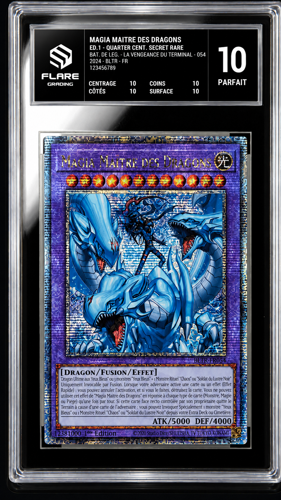 Boîtier Flare Grading : carte Magia Maître des Dragons certifiée, note 10 Parfait